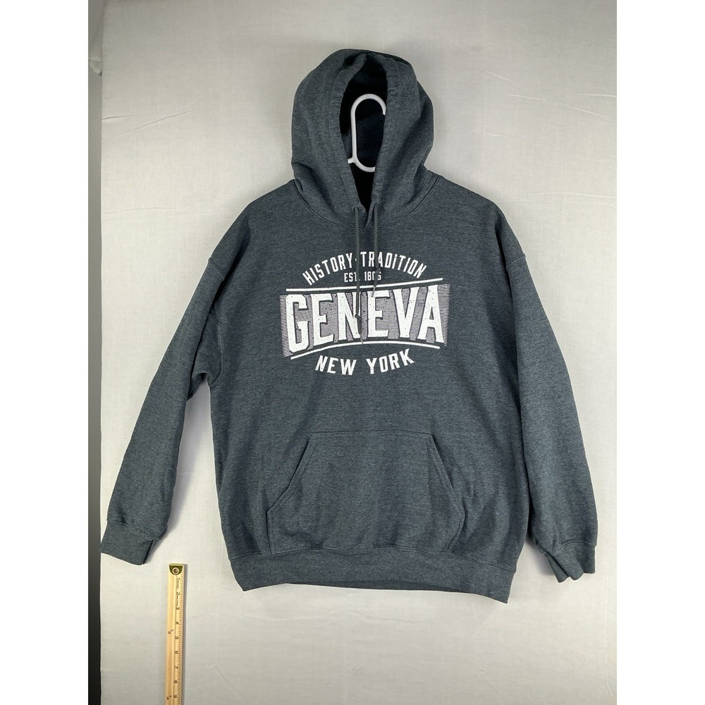 Grunt Style Geneva‎ New York Pullover Hoodie Gray Mens Large